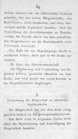 5. Theilnehmung der Bürgerschaft an öffentlichen Angelegenheiten.