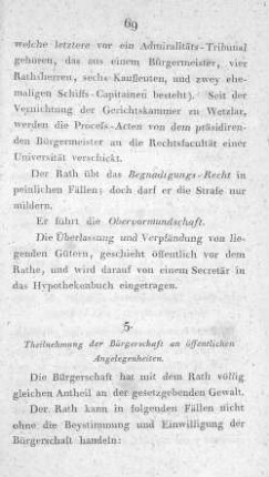 5. Theilnehmung der Bürgerschaft an öffentlichen Angelegenheiten.