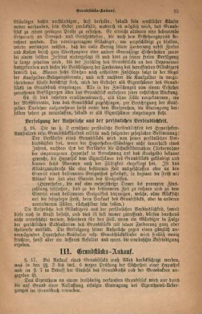 III. Grundstücks-Ankauf.