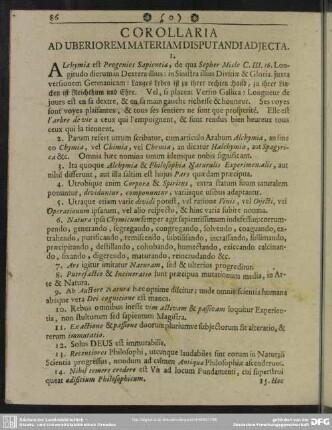 Corollaria Ad Uberiorem Materiam Disputandi Adiecta