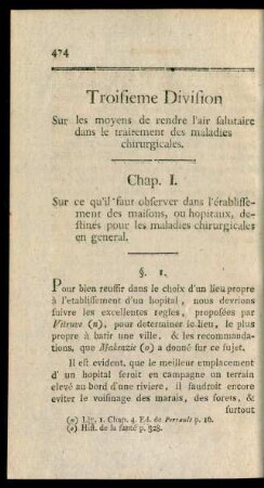 Troisieme Division Sur les moyens de rendre l'air salutaire dans le traitement des maladies chirurgicales