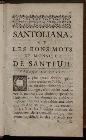 Santoliana, ou les Bons Mots de Monsieur de Santeuil.