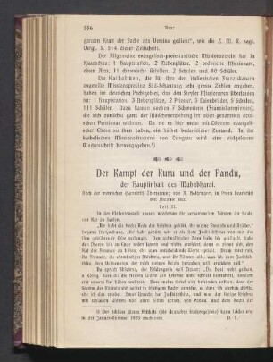 Der Kampf der Kuru und der Pandu, der Hauptinhalt des Mahabharat