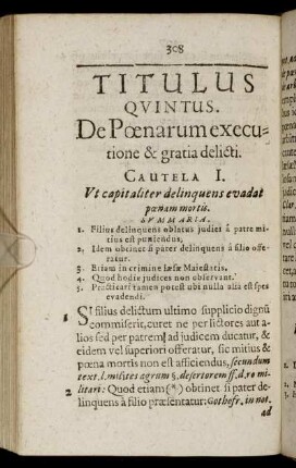 Titulus Quintus. De Poenarum executione & gratia delicti.