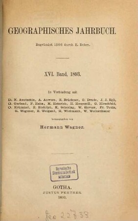 Geographisches Jahrbuch, 16. 1893