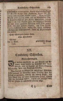 XII. Condolenz-Schreiben.