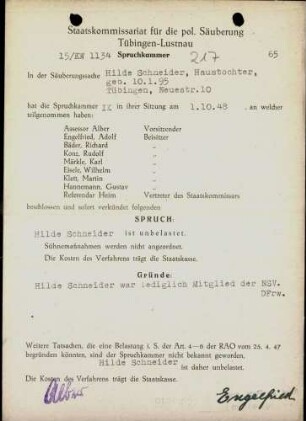Schneider, Hilde