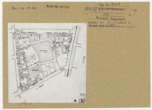 Schadenskartierung des Häuserblocks zwischen Schiffbauerdamm, Reinhardt-, Albrecht- und Friedrichstraße. Berlin, Mitte, Schiffbauerdamm/Reinhardtstraße/Albrechtstraße/Friedrichstraße