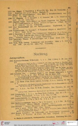 Nachtrag (Nr. 2302 - 2312)