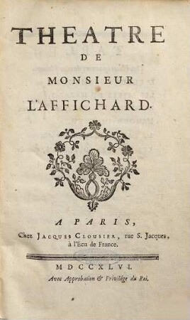 Théâtre De Monsieur L'Affichard