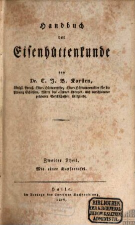 Handbuch der Eisenhüttenkunde, 2