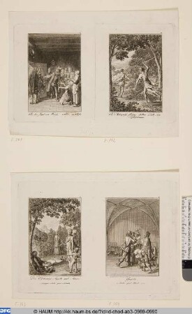 Links: Amor, vom Apollo begleitet; Rechts: Griselde
