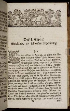 Das I. Capitel. Einleitung, zur folgenden Abhandlung.