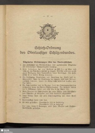 Schieß-Ordnung des Oberlausitzer Schützenbundes