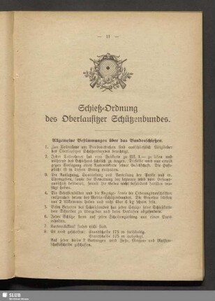 Schieß-Ordnung des Oberlausitzer Schützenbundes