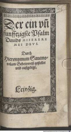 Der ein un[d] funfftzigste Psalm Davids Miserere Mei Deus
