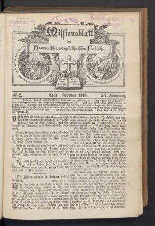 N°. 2. Februar 1913. XV. Jahrgang
