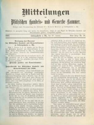 Mitteilungen der Pfälzischen Handels- und Gewerbe-Kammer. 1897 = N.F., Nr. 50 - 55