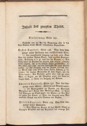 Inhalt des zweyten Theils