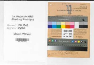 Entnazifizierung Wilhelm De Moulin , geb. 18.09.1889 (Lokfuehrer)