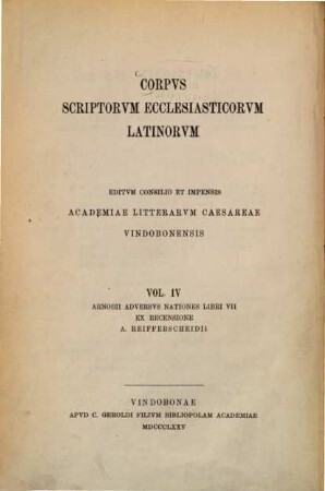 Arnobii adversus nationes : libri VII