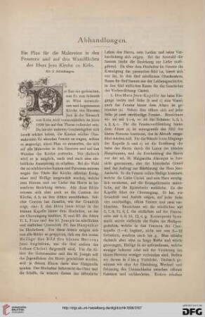 Ein Plan für die Malereien in den Fenstern und auf den Wandflächen der Herz Jesu Kirche zu Köln