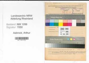Entnazifizierung Arthur Asbrock , geb. 05.11.1900 (Kaufmann)
