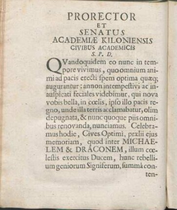 Prorector Et Senatus Academiæ Kiloniensis Civibus Academicis S. P. D.