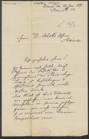 Brief an B. Schott's Söhne : 18.11.1896