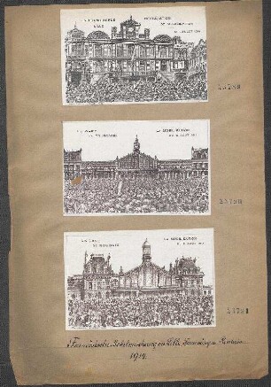 Französische Mobilmachung in Lille, Tourcoing und Roubaix und Abgang der Truppen ins Feld 1914: La grand garde Lille, Déclaration de mobilisation, 31.07.1914, Monogramm V.H. (Verschaeve-Hourquin, Roubaix ?)