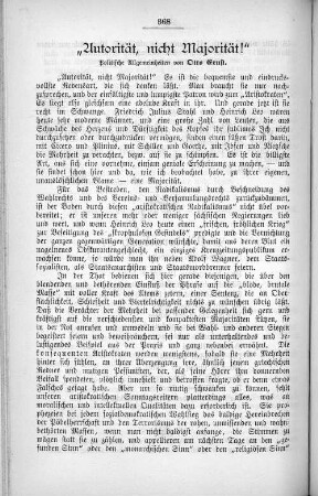 "Autorität, nicht Majorität!" Politische Allgemeinheiten von Otto Graft.