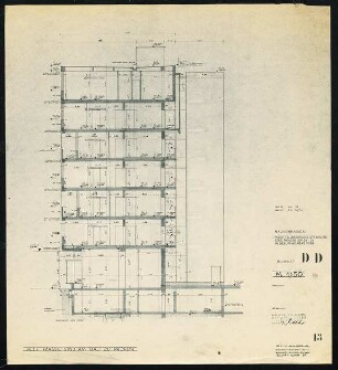 Wohnhaus, Württembergische Straße, Pariser Straße, Berlin-Wilmersdorf: Schnitt D-D Württembergische Straße 1:50