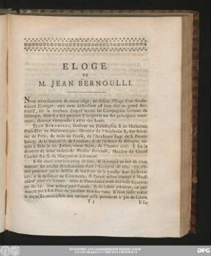 Eloge De M. Jean Bernoulli.