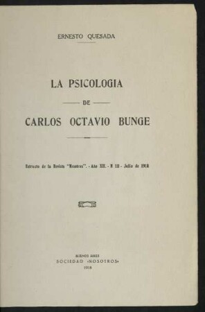 La psicología de Carlos Octavio Bunge