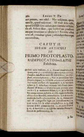 Caput II. Ideam Articuli De Primo Protoplastorum Peccato sive Lapsu Exhibens.