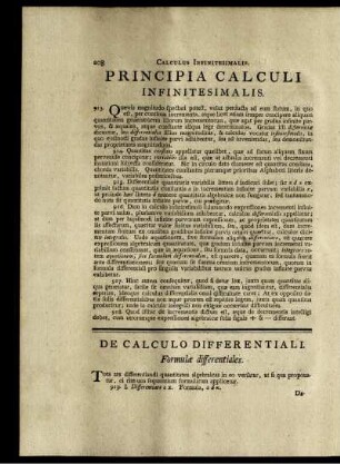 Principia Calculi Infinitesimalis.
