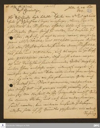 Brief von August Hermann Francke an [Christian Wendt?].