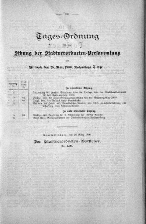 Tages-Ordnung, 28. März 1900
