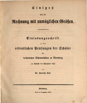 Jahresbericht über die Technischen Lehranstalten in Nürnberg : bekannt gemacht am Schlusse des Schuljahres ..., 1836/37