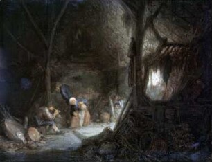 Bauernfamilie in einer Scheune