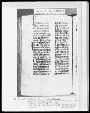 Diurnale aestivale mit Brevierteilen — ---, Folio 256versoZierinitiale