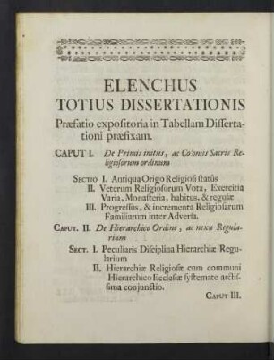 Elenchus totius dissertationis