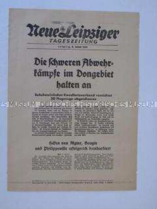 Extrablatt der "Neuen Leipziger Tageszeitung"u.a. über anhaltende Kampfhandlungen im Dongebiet