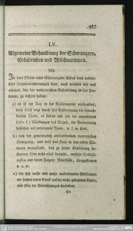 LV. Algemeine Behandlung der Schwangern, Gebärenden und Wöchnerinnen