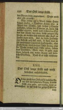 XXII. Das Obst lange frisch und wohl bewahret aufzubehalten