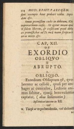 Cap. XII. De Exordio Obliquo & Abrupto.