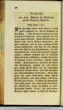 Nachricht von einer Methode die Geschwüre an den Beinen zu behandeln