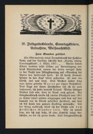 112-134, IV. Feldgottesdienste, Sonntagsfeiern, Andachten, Weihnachtsfest