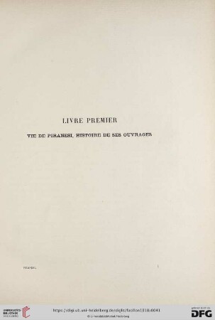 Livre Premier Vie de Piranesi, Histoire de ses Ouvrages