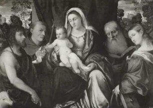 Maria mit dem Kinde und vier Heiligen